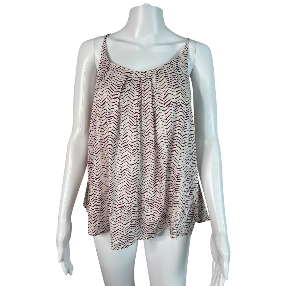 Lucky Brand Purple Chevron Racerback Tank Top Pleated Boho Romantic Size S